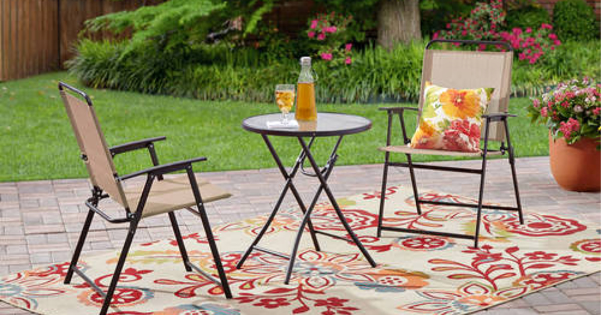 mainstays bistro set outside on patio