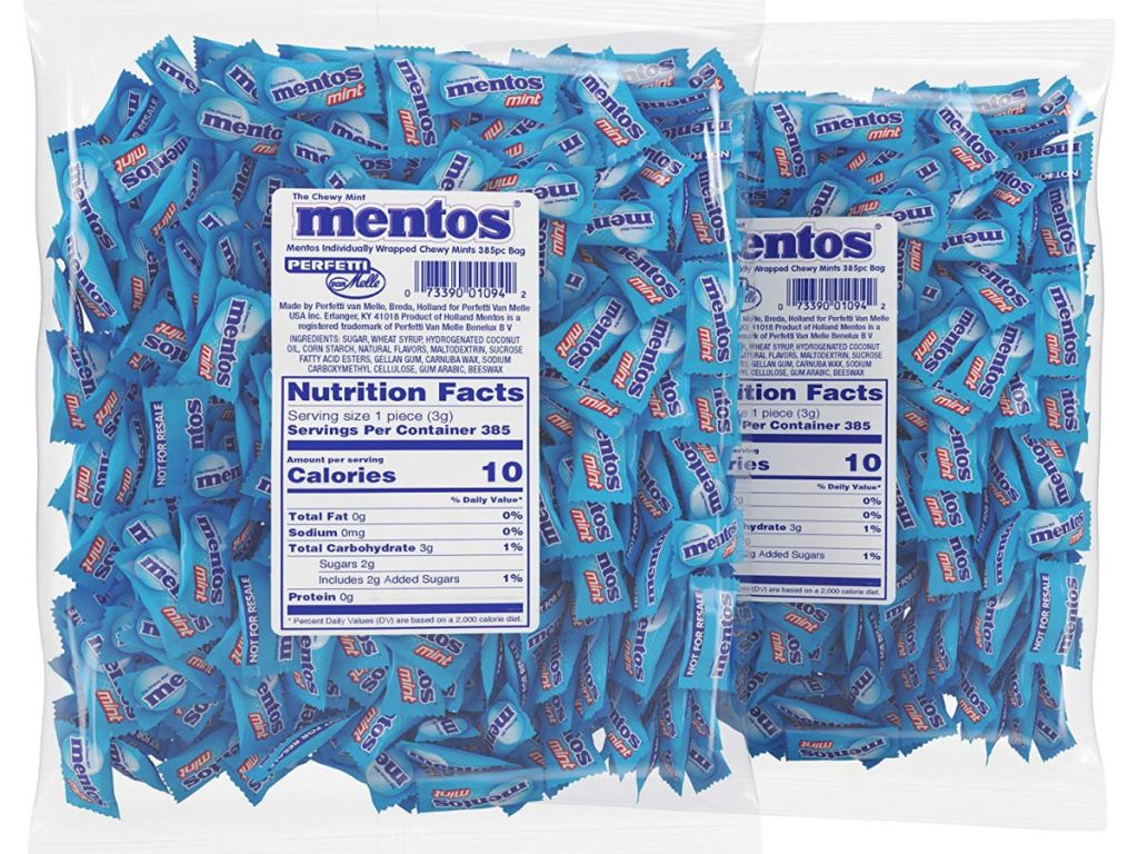 Mentos individual mints in two bags