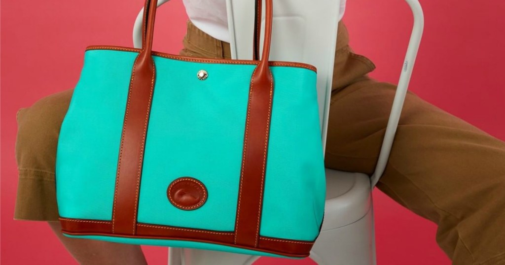 Dooney Mint Layla Tote carried by woman