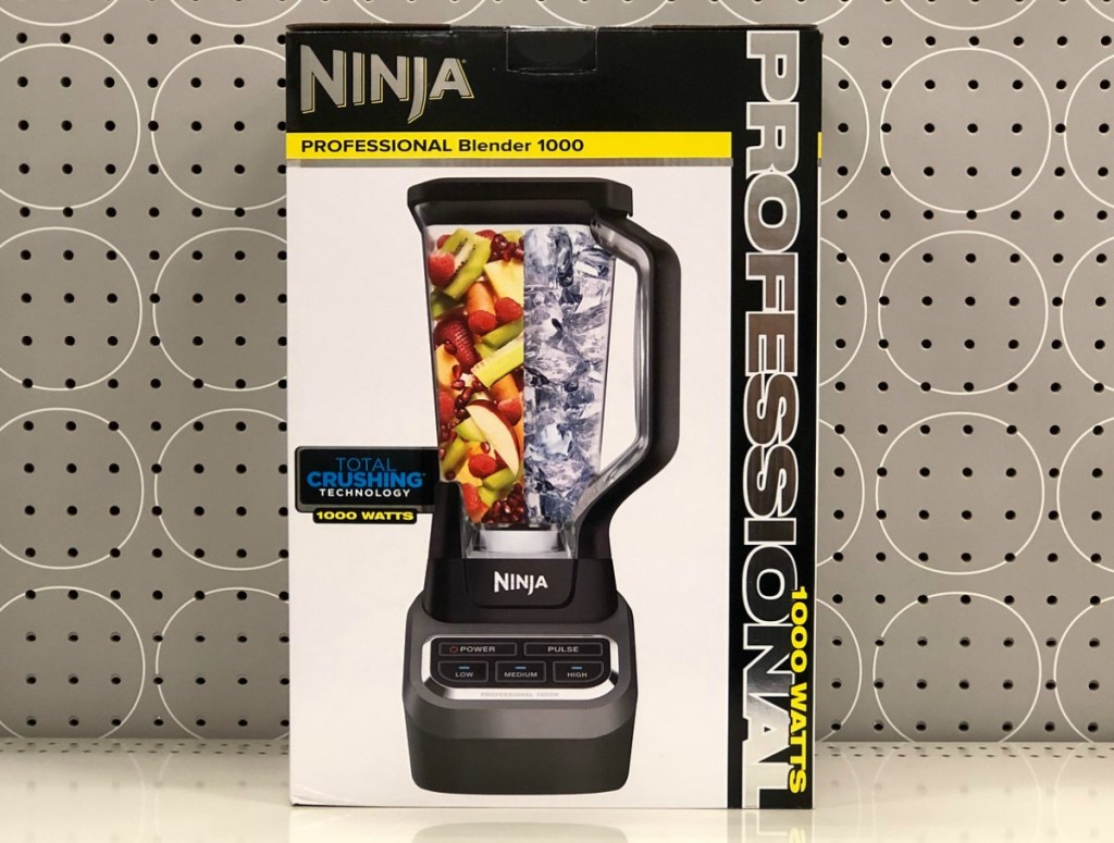 NINJA brand blender in box on store shelf