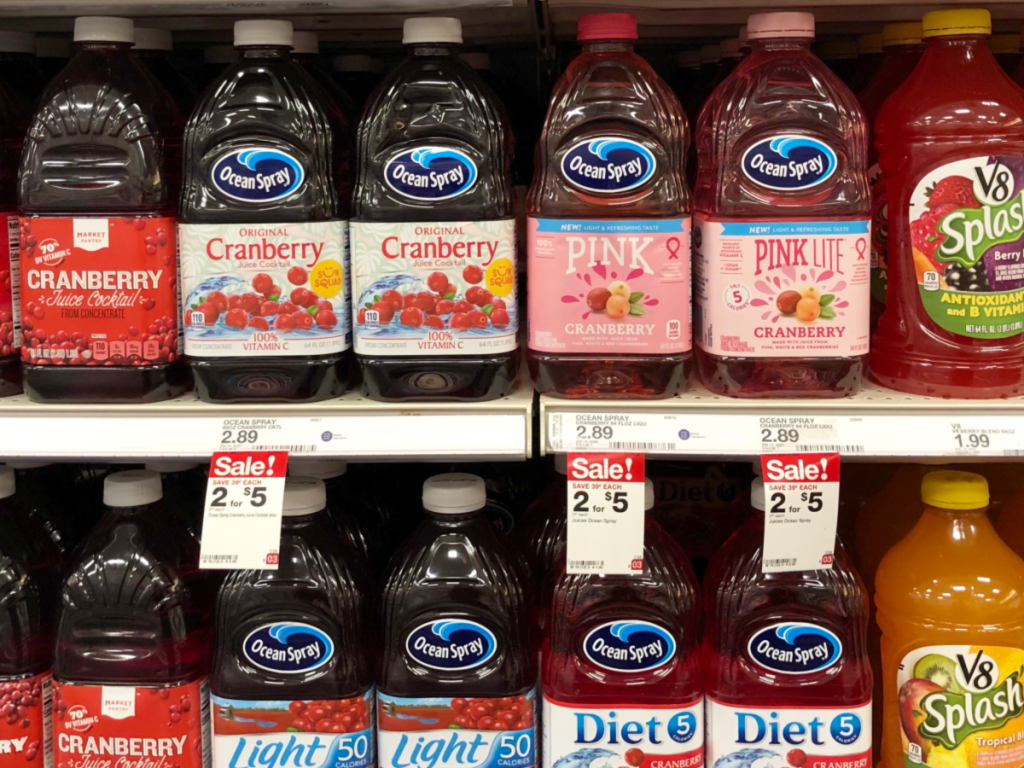 Ocean Spray Juice on shelf in Target