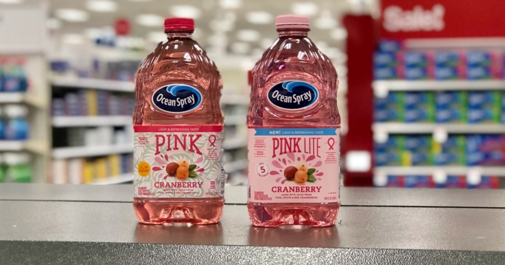 Ocean Spray Pink Cranberry Juice bottles in-store