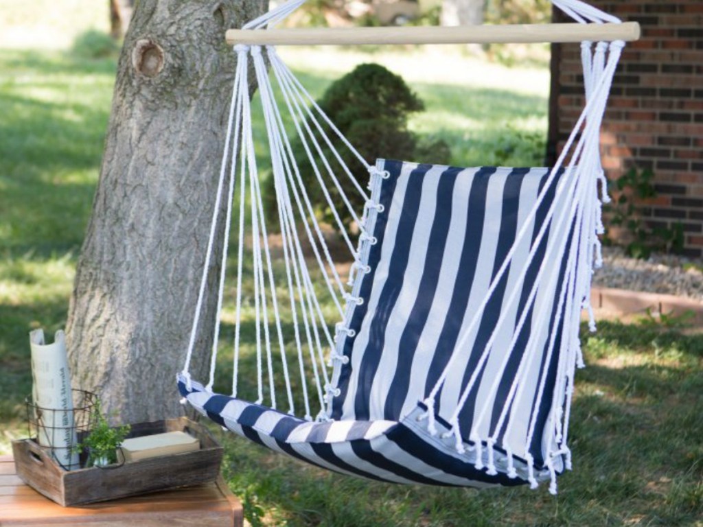 navy and white Padded Swing Chair