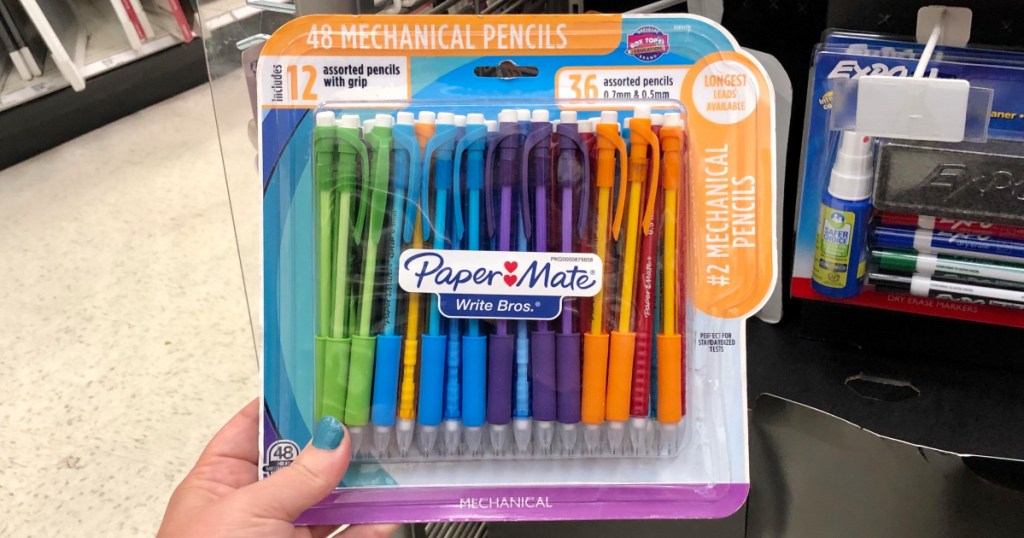 Hand holding Paper-Mate Mechanical Pencils