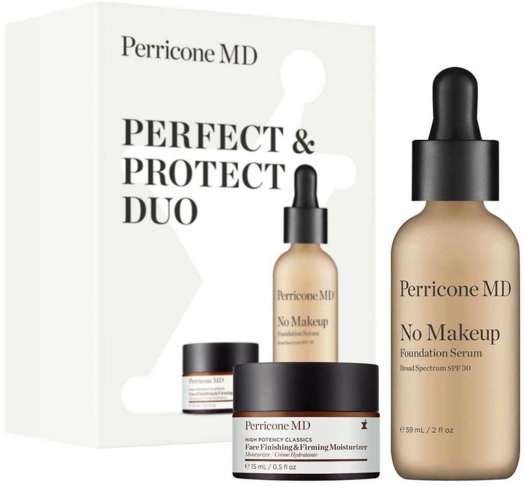 Perricone-brand makeup in bottle with bundle and package