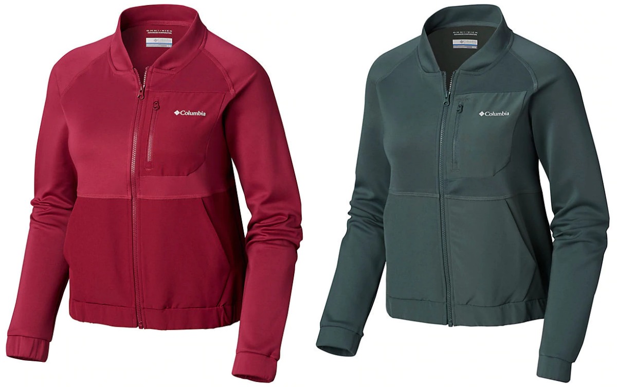 women's cropped jackets in red and green