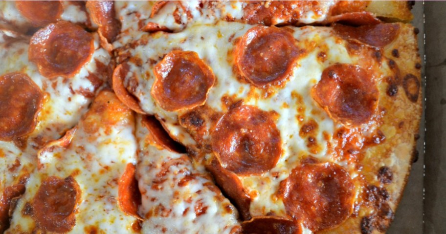 Pepperoni Pizza from Pizza Hut sliced and ready to eat