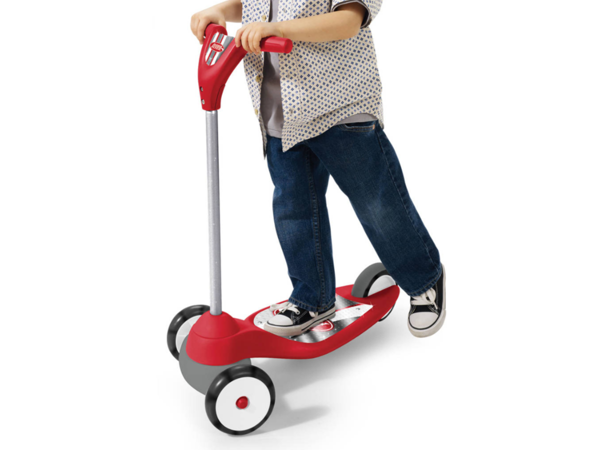 Radio Flyer My 1st Scooter Red with boy riding