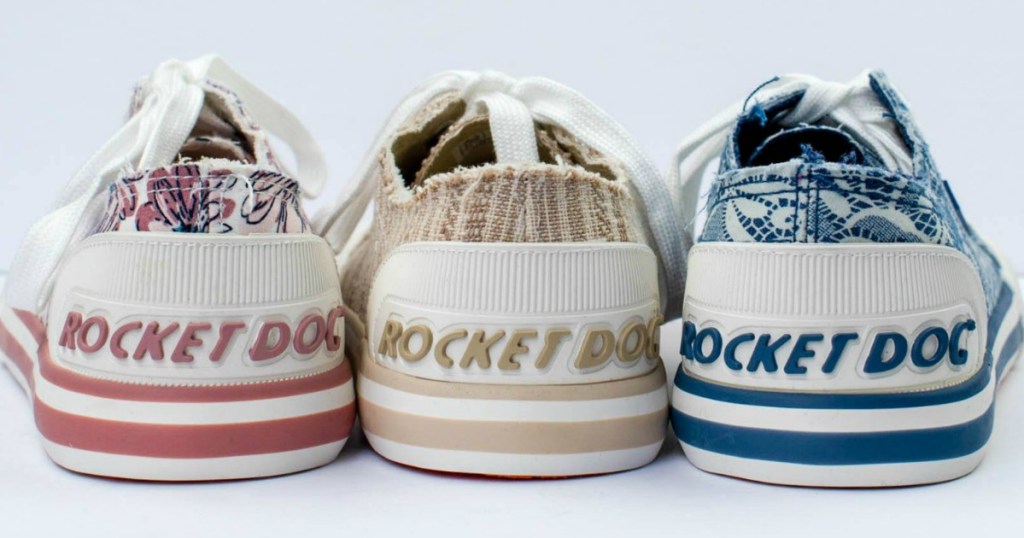 Back view of Women's Rocket Dog Sneakers in various styles and colors