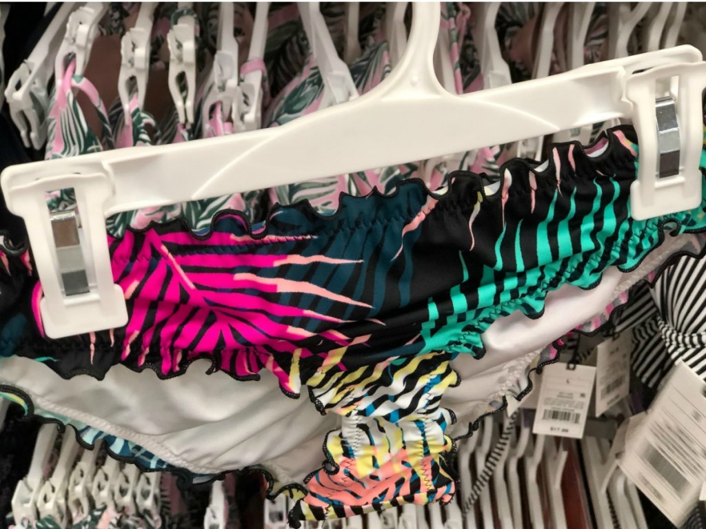 bikini bottoms on hanger in store