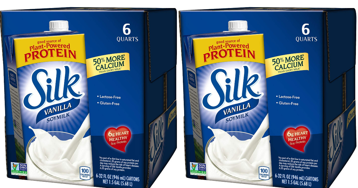 two multipack boxes of silk soymilk cartons