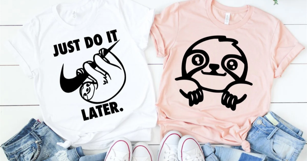 Sloth Tees with shoes and jeans