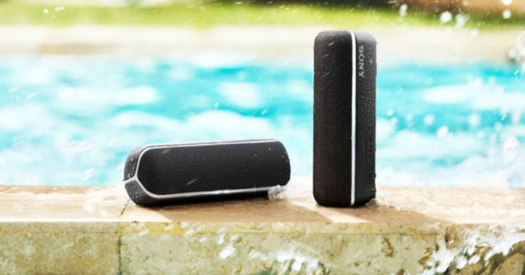 Sony speakers by pool