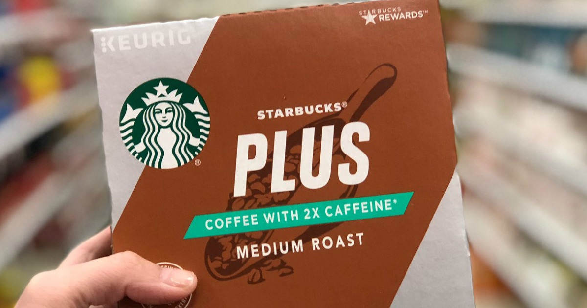 Starbucks Plus K-Cups held in hand in store aisle