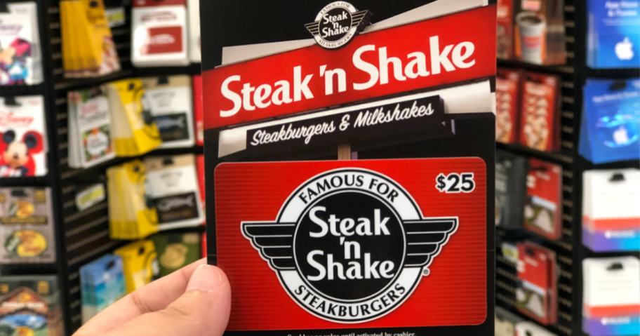 hand holding Steak 'n Shake Gift Card