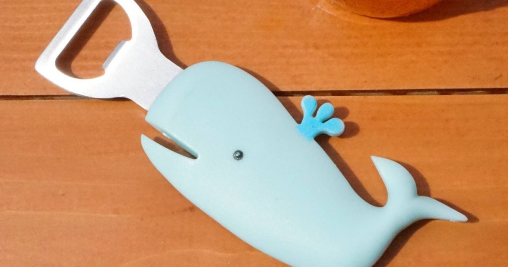 sun squad whale bottle opener on table