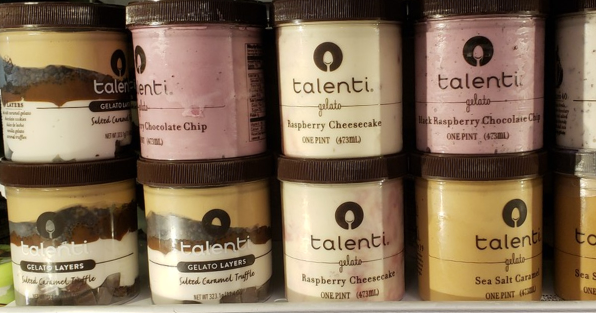 jars of talenti gelato on shelf at store
