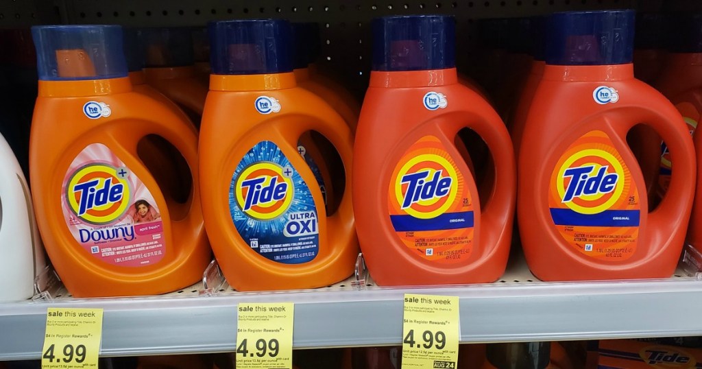 liquid Tide detergent on shelf at walgreens