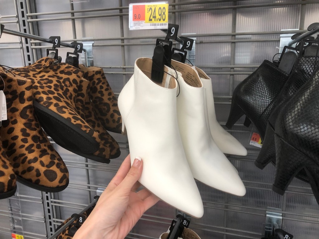 shoes on hanger at Walmart