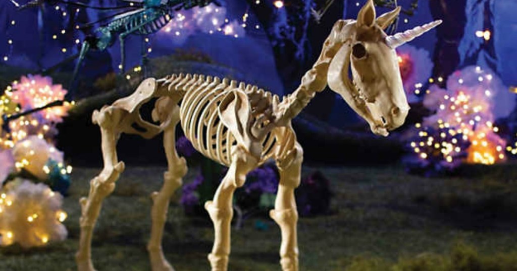 plastic unicorn skeleton halloween decoration