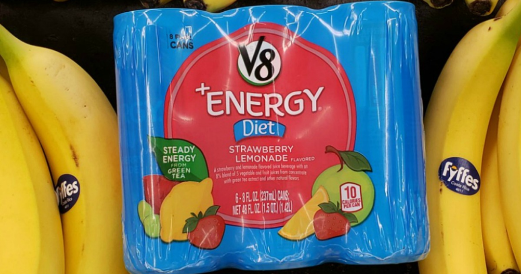 V8 +Energy, Juice Drink with Green Tea, Diet Strawberry Lemonade