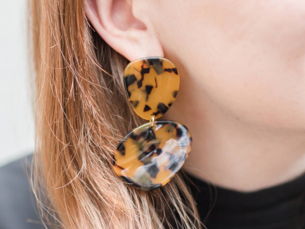 Vashti Tortoise; Resin Stud Earrings