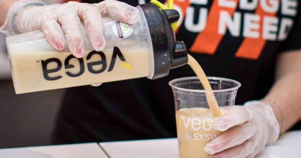 Vega Protein Shaker pouring shake
