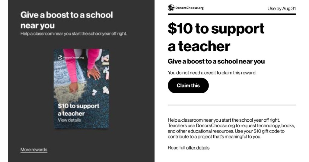 Verizon Support a teacher reward