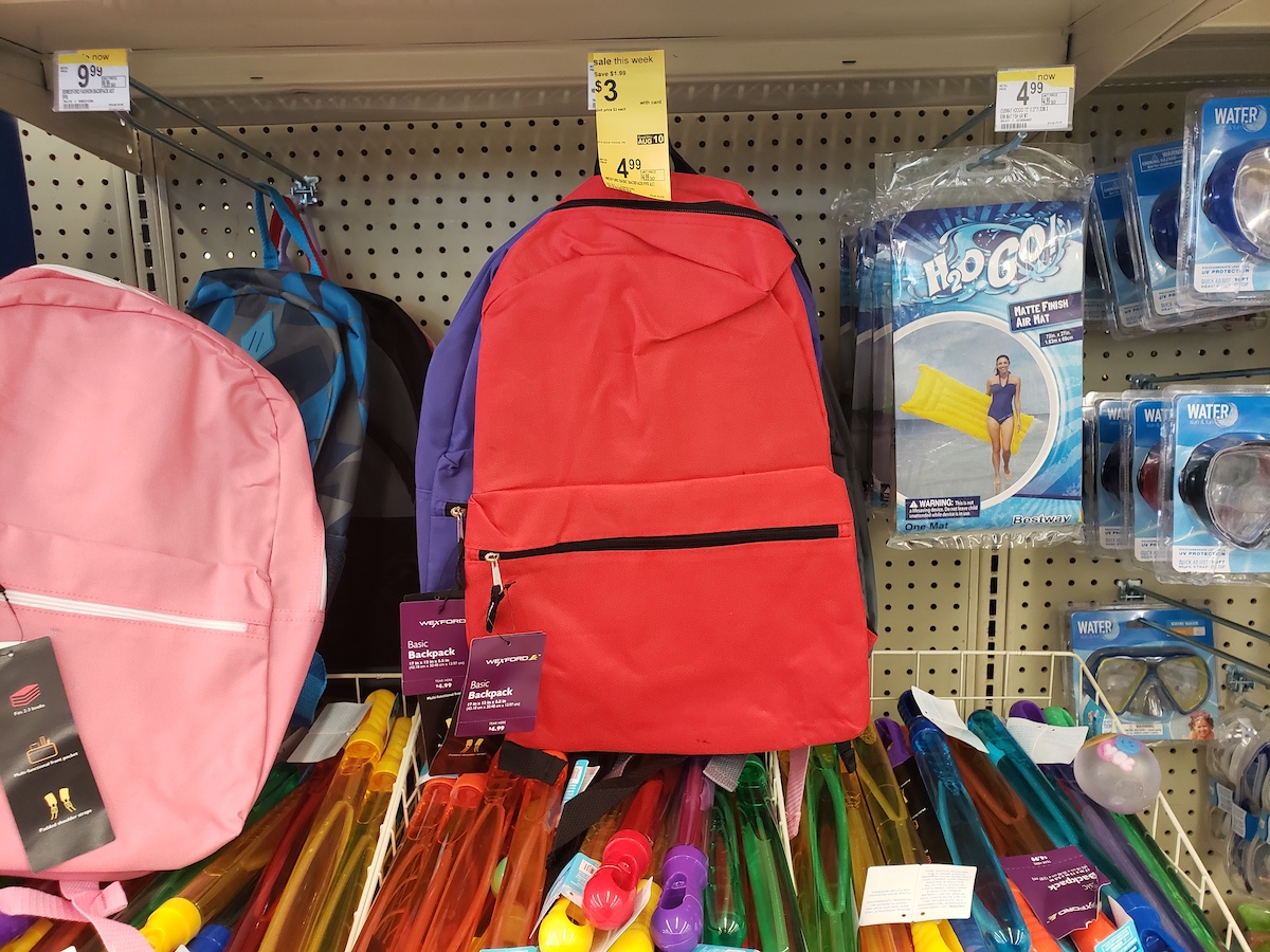 Walgreens store backpacks $3