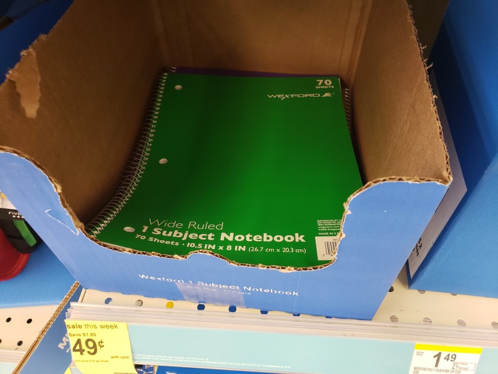 Wexford Notebook on shelf at Walgreens