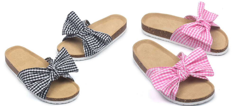 2 pairs of Women's Big Bow Sandals in Gingham prints