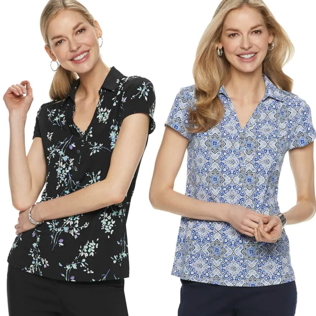 Croft & Barrow brand women's button up shirt with floral print