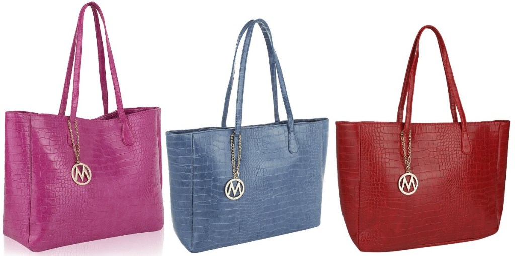 MKF Brand Totes from Zulily in pink blue and red