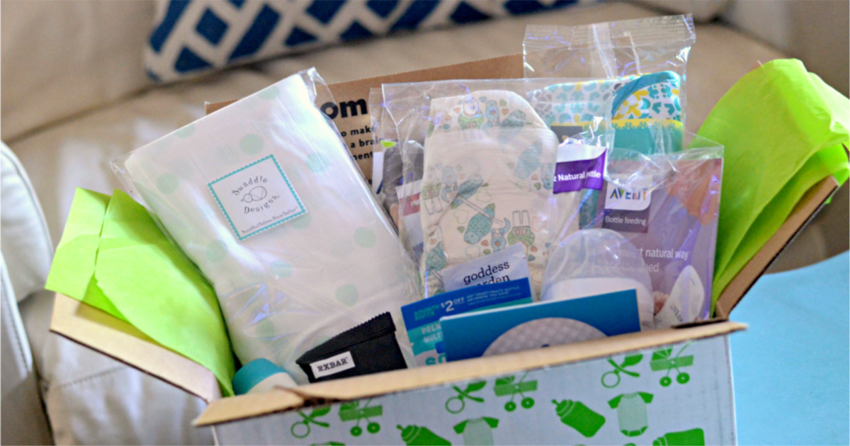 baby essentials wipes diapers and other things in box