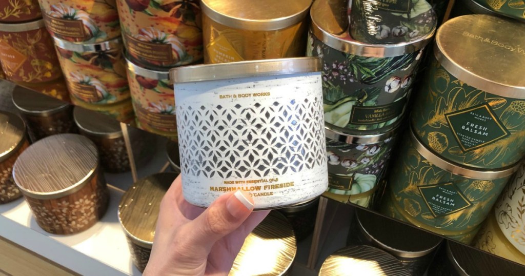 hand holding luminary candle in-store
