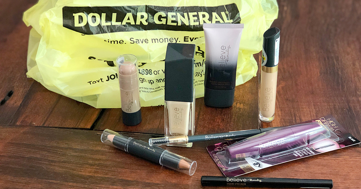 believe beauty from dollar general makeup products and bag