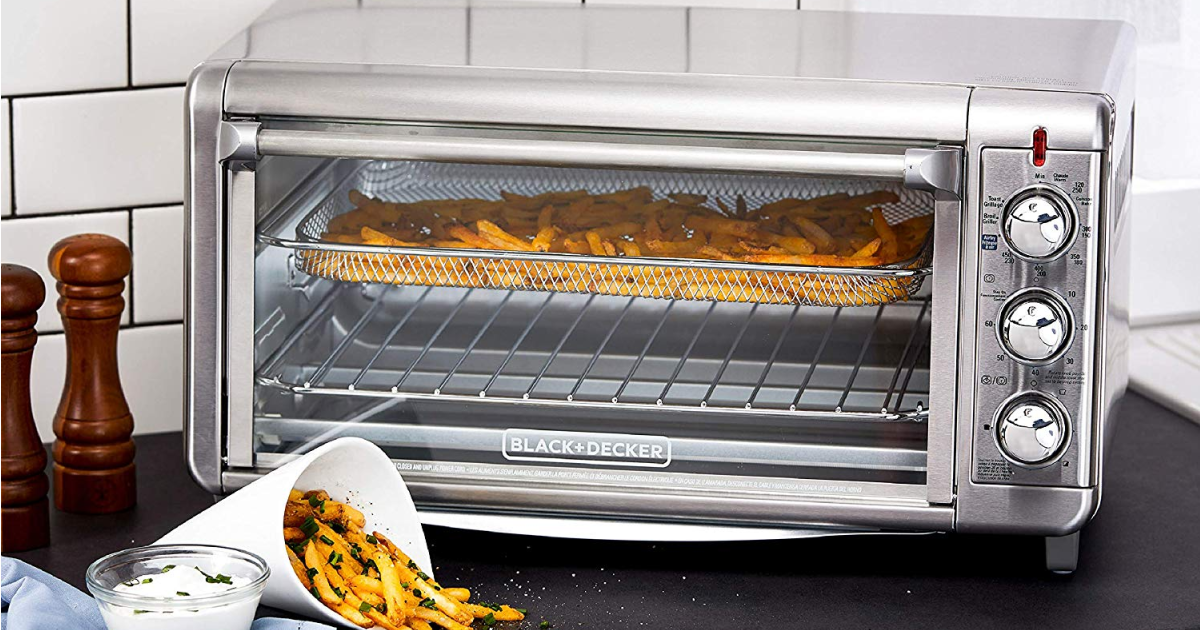 black & decker air fryer toaster on a counter