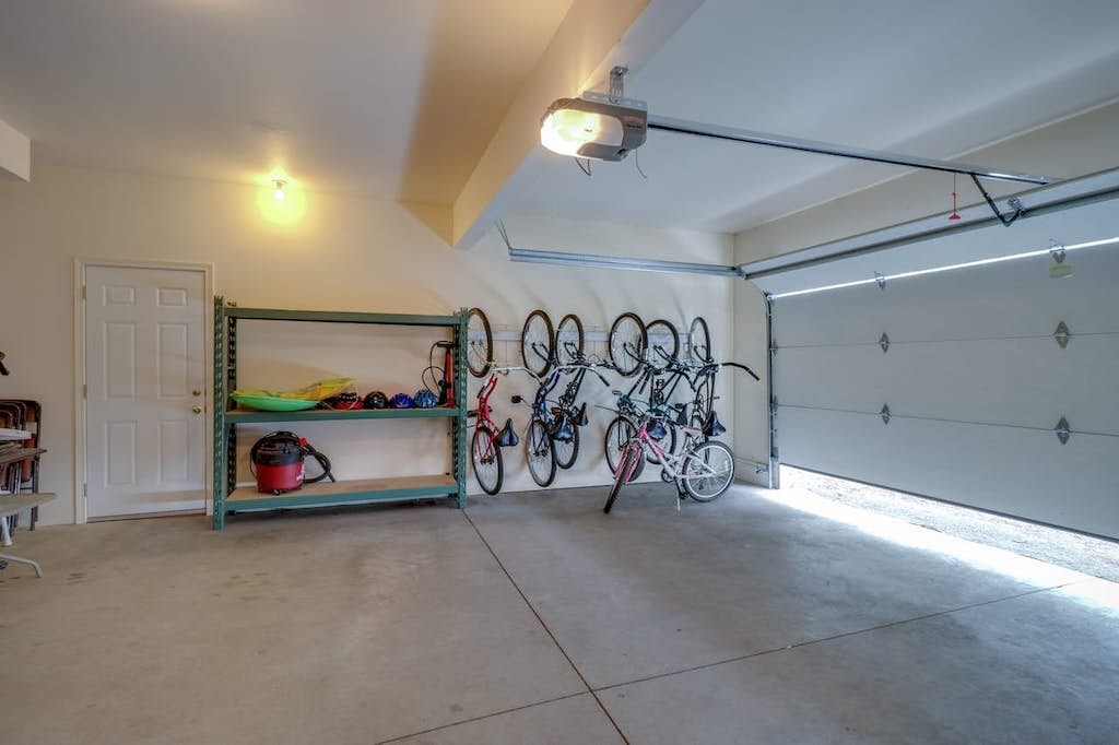 bikes hanging in the garage 