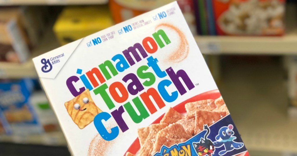 box of cereal near store shelves
