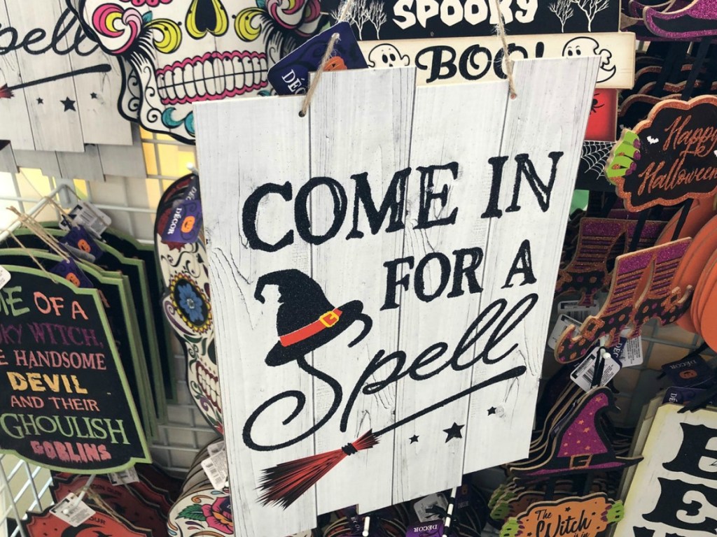 halloween welcome sign in store