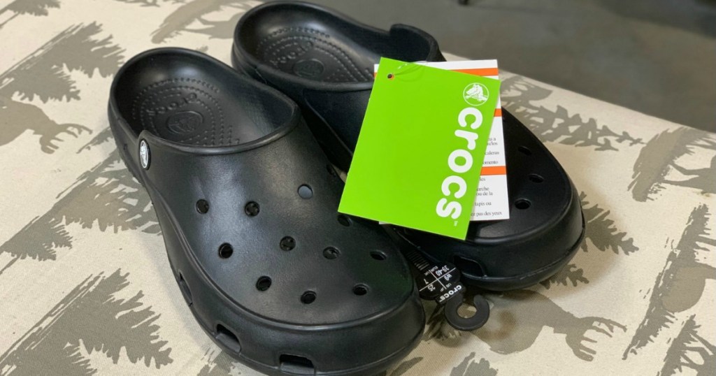 crocs black clogs with tags