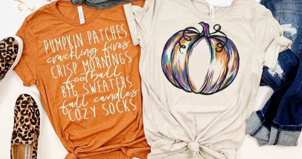 fall and pumpkin tees and shoes