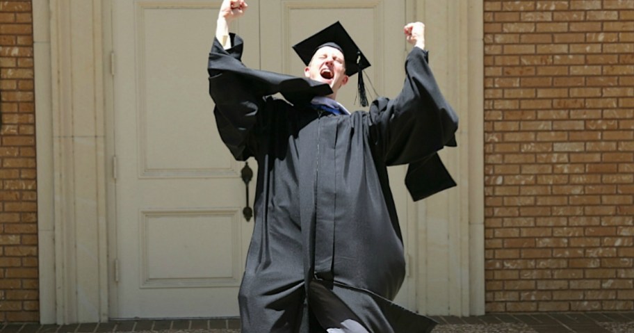 man celebrating graduation