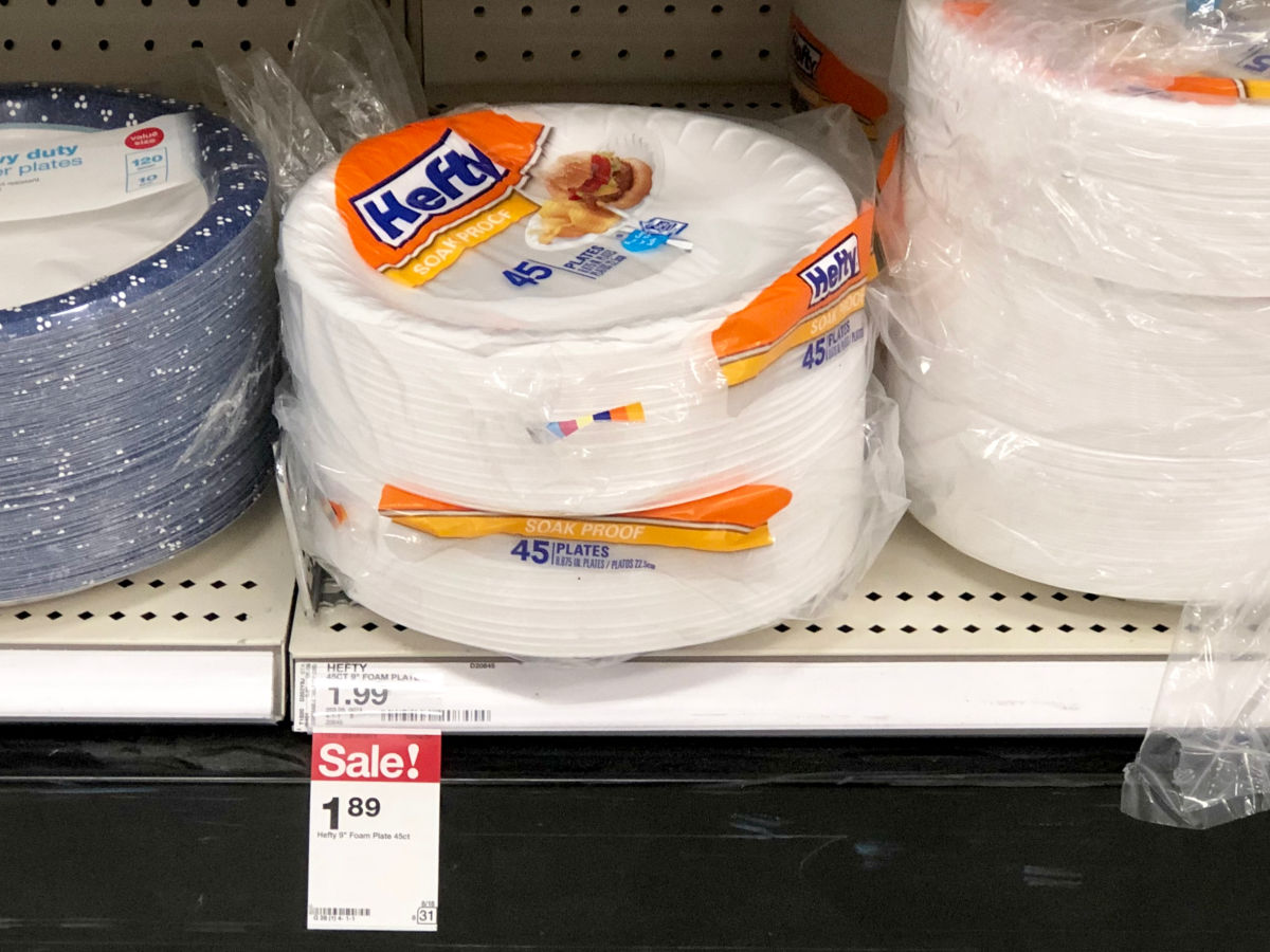 foam hefty plates on shelf at target