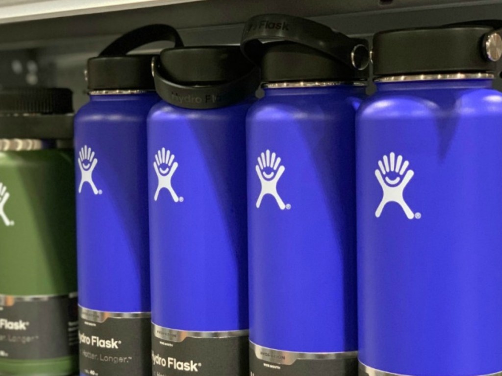 hydro flasks coffee flasks on store shelf