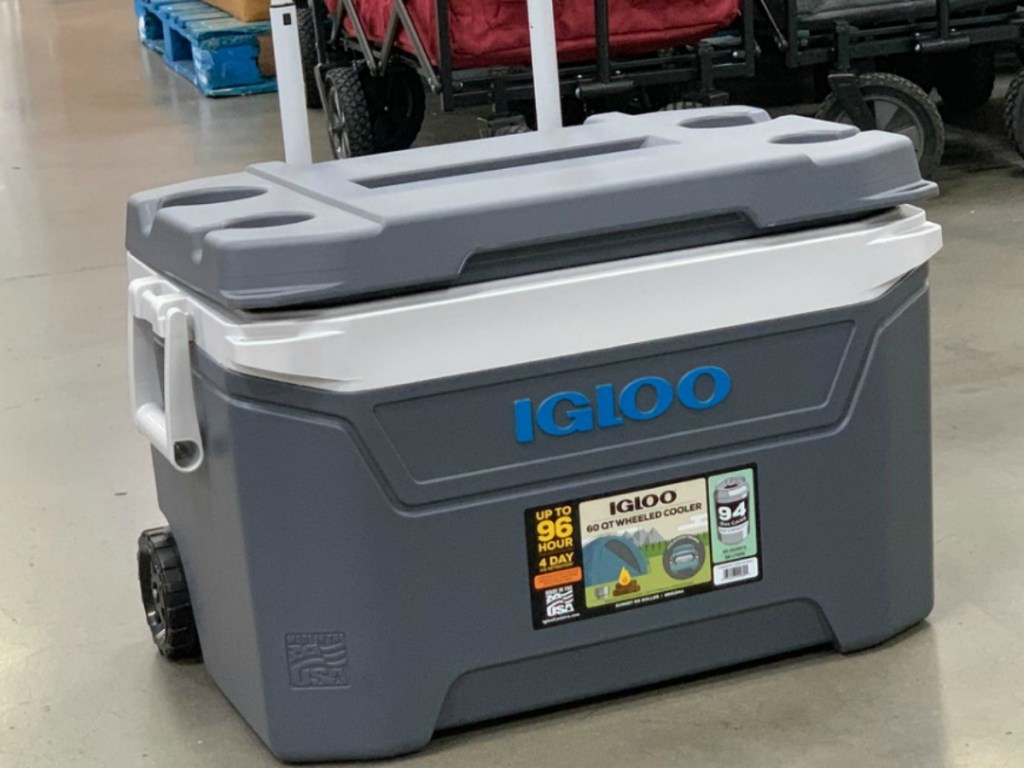 big grey cooler to hold drinks on store floor