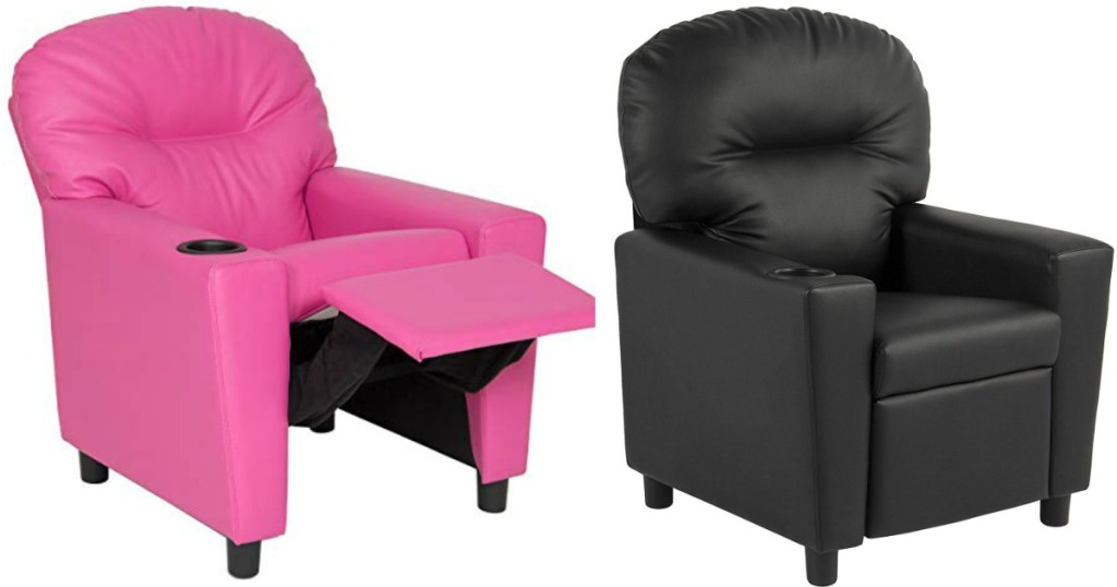 pink recliner chair and black recliner
