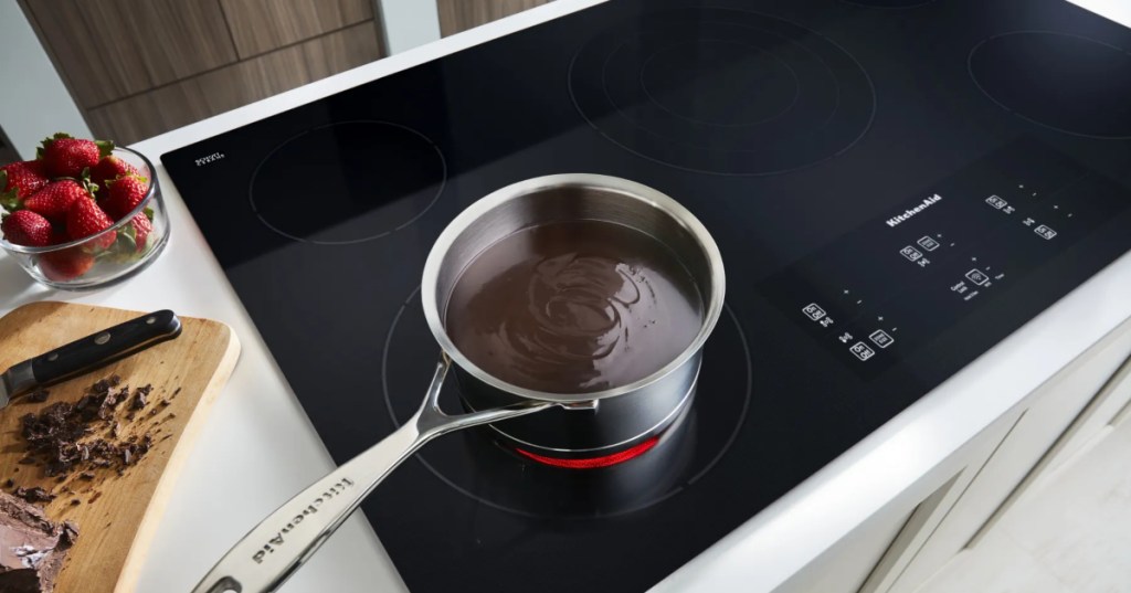 chocolate melting on glass cooktop