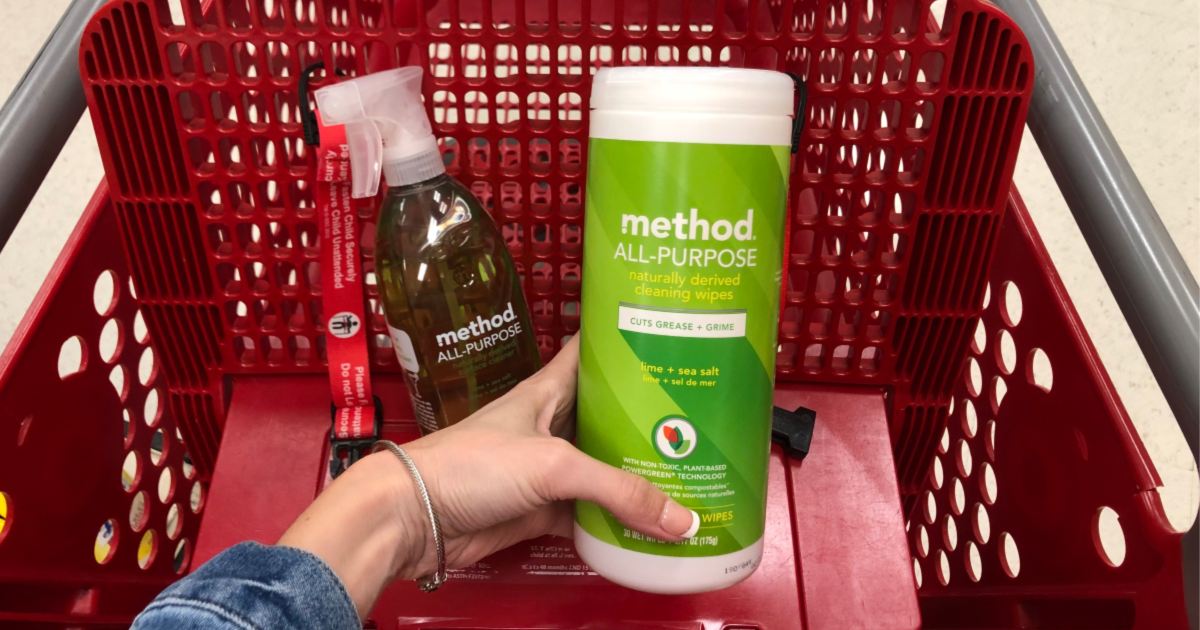 target cart with method all purpose spray and wipes