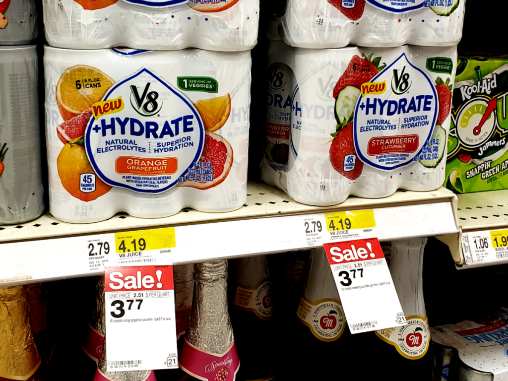 V8 + Hydrate on the shelf at Target on sale